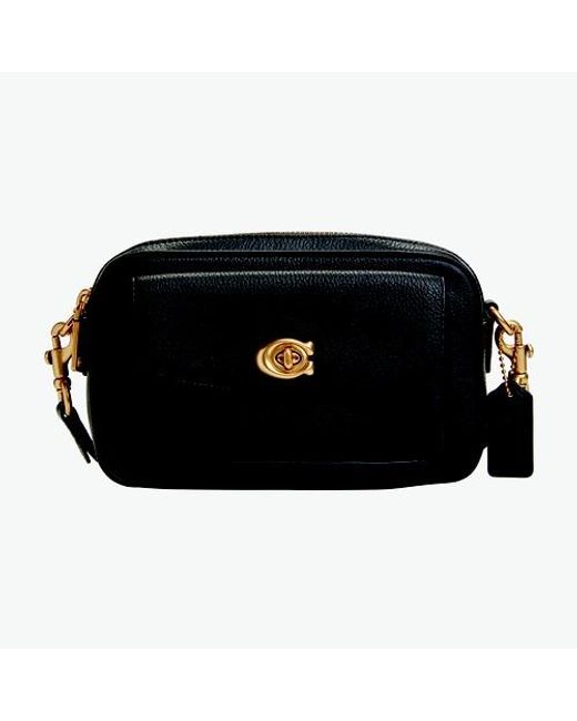 COACH Leather Polished Pebble Willow Camera Bag in b4_black (Black) Lyst