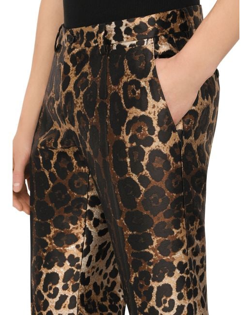Dolce & Gabbana Black Jacquard Pants With Leopard Design for men