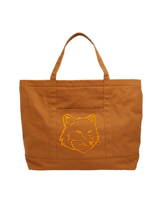 Maison Kitsuné Brown Fox Head Large Tote Bag for men