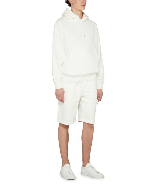 C P Company Kapuzenpullover aus Diagonal Fleece mit Logo in White für Herren