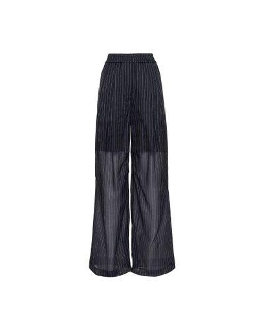 Brunello Cucinelli Blue Pinstriped Semi-sheer Trousers