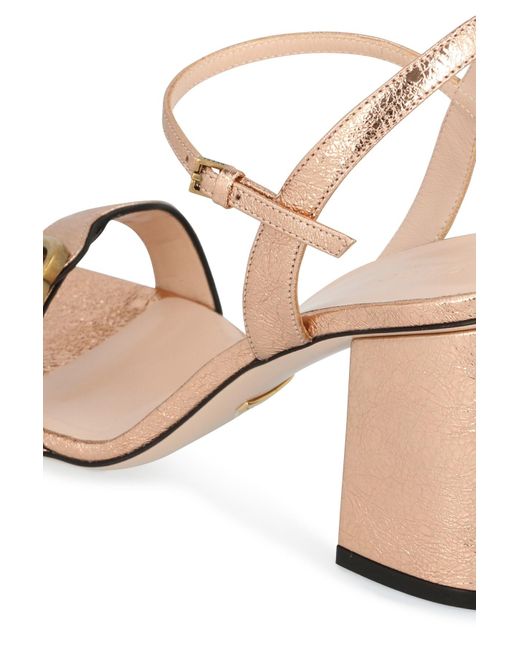 gucci leather mid heel sandal