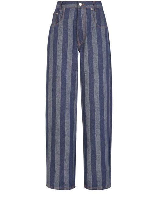Pantalon cinq poches taille haute Fendi en coloris Blue