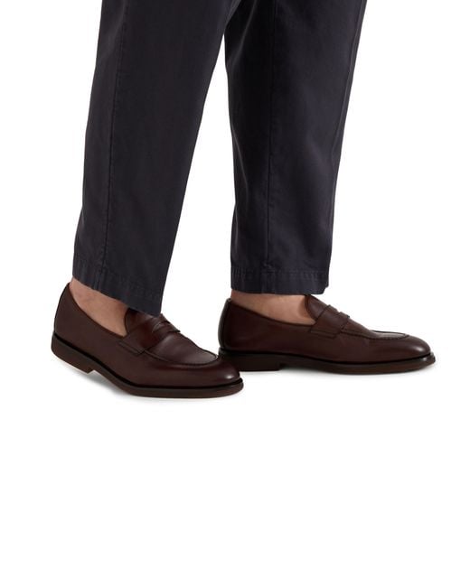 Brunello Cucinelli Brown Calfskin Penny Loafers for men