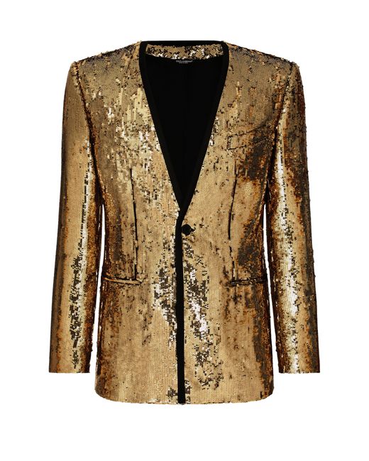 Dolce & Gabbana Brown Sequined Sicilia-Fit Jacket for men