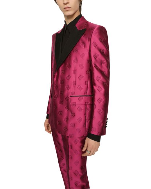 Dolce & Gabbana Einreihige Smokingjacke Sicilia Jacquard Dg in Pink für Herren