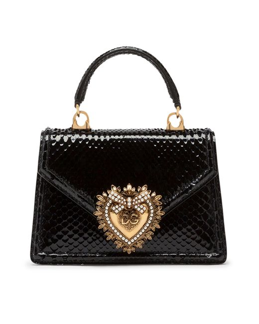 Dolce & Gabbana Black Kleine Tasche Devotion mit Pythonprint
