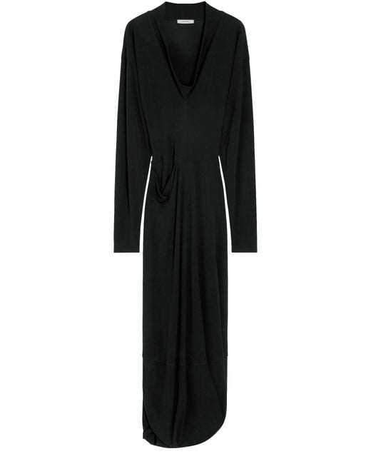 Lemaire Black V-Neck Long Dress