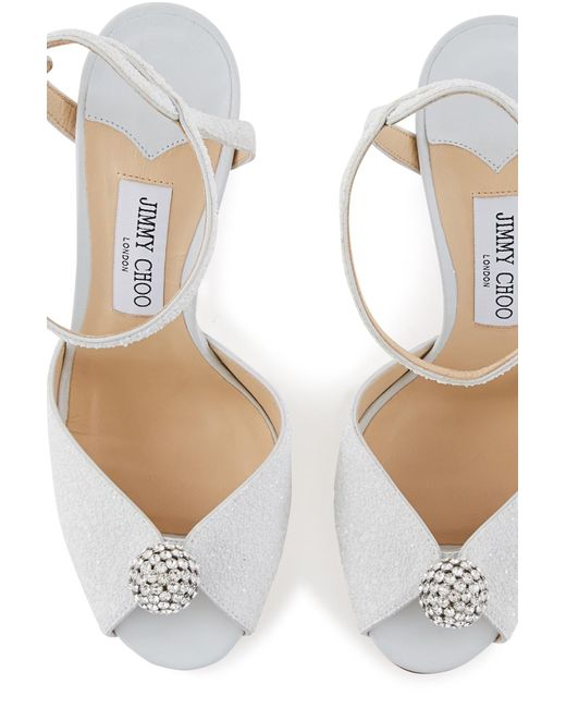 Jimmy Choo Sacora 100 Sandals in White/Crystal (White) - Save 5% - Lyst
