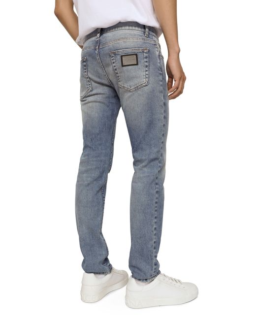 Dolce & Gabbana Blue Skinny Stretch Jeans With Rips for men