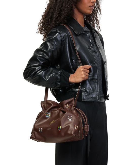 Flamenco Clutch Moyen Cats En Cuir De Veau Loewe en coloris Brown