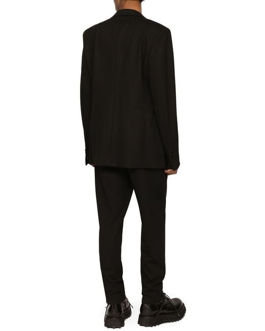 Dolce & Gabbana Black Herringbone Jersey Jogging Pants for men