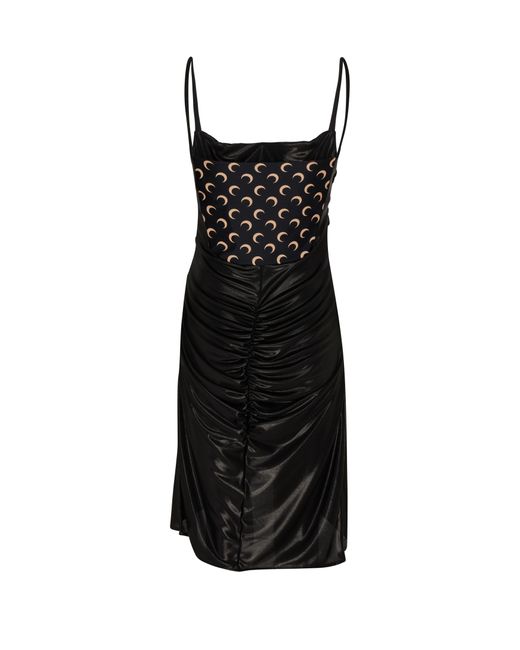 MARINE SERRE Black Regenerated Drapped Pleated Dress