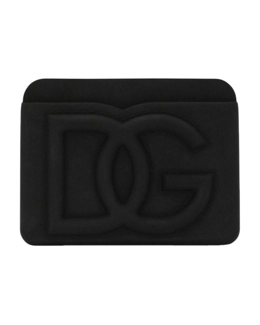 Dolce & Gabbana Black Rubber Card Holder With Embossed Logo for men