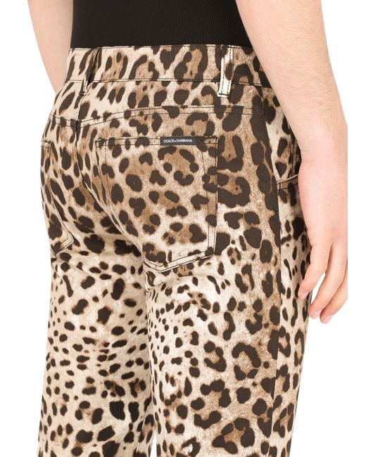 Dolce & Gabbana Black Leopard-Print Stretch Cotton Pants for men