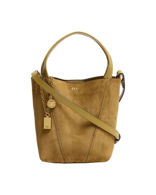 Petit Sac Cabas En Cuir Velours Spin Chloé en coloris Brown