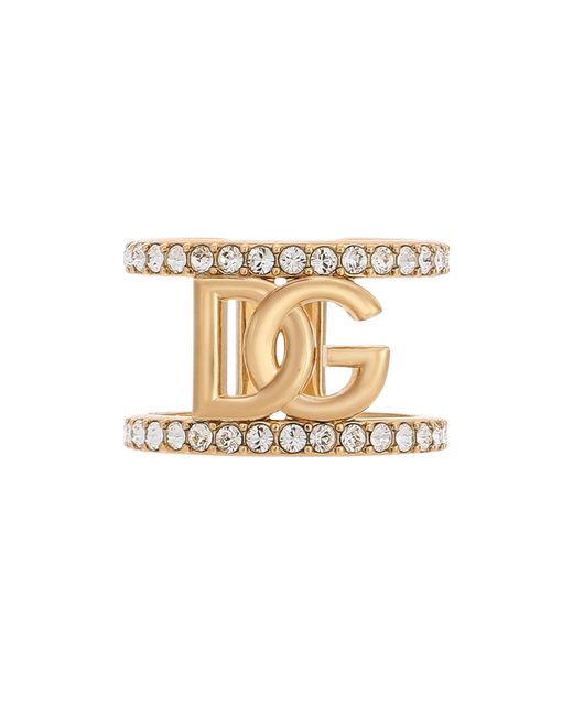 Dolce & Gabbana Offener Ring mit Strasssteinen in Metallic für Herren