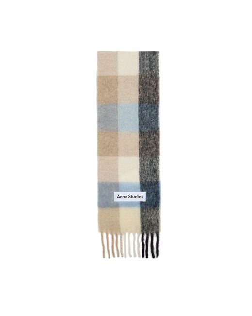 Acne Blue Vally Scarf With Fringes
