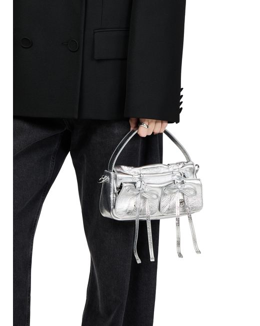 Acne White Multipocket Micro Bag Lux Metallic