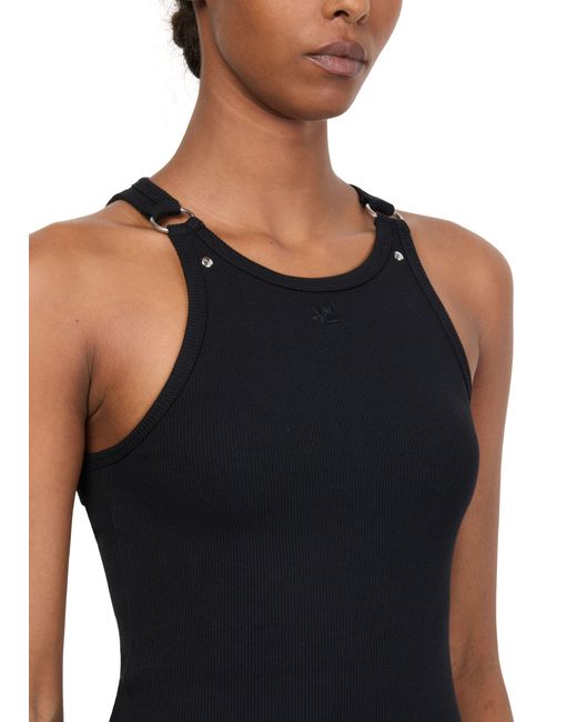 Courreges Black 90's Ripp-Tanktop Mit Schnalle