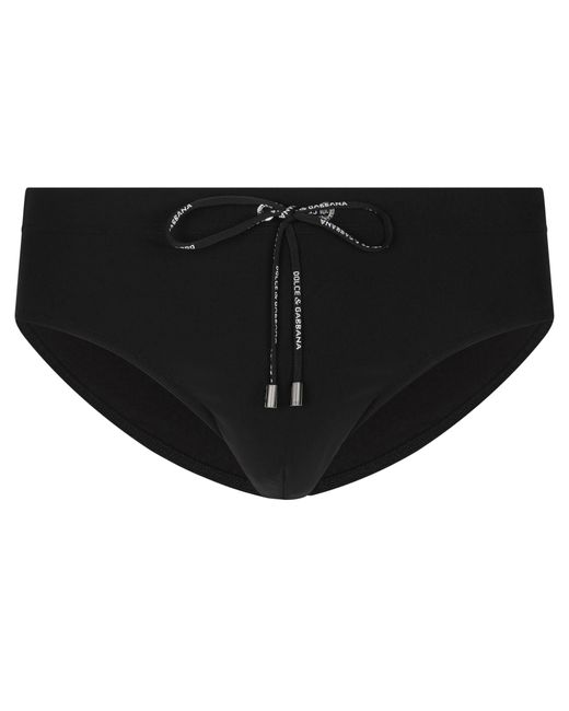 Dolce & Gabbana Black Swim Briefs With High-Cut Leg And Branded Rear Waistband for men