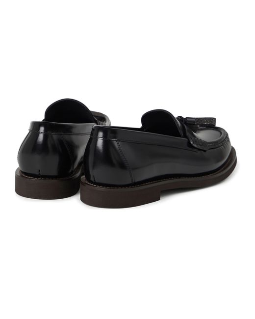 Brunello Cucinelli Black Penny-Loafers aus Kalbsleder