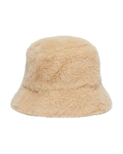 Max Mara Teddy Fabric Hat Distel in Natural | Lyst