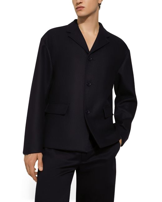 Dolce & Gabbana Blue Single-Breasted Wool Jacket for men