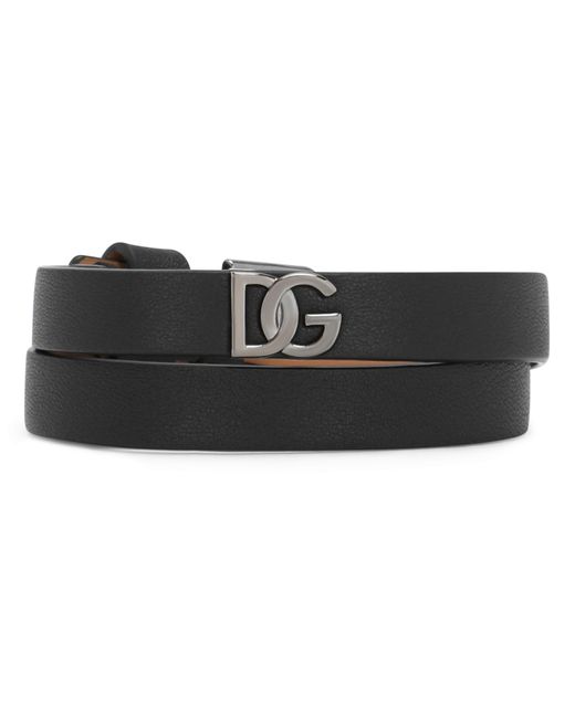 Dolce & Gabbana Kalbsleder-Armband mit DG-Logo in Black für Herren