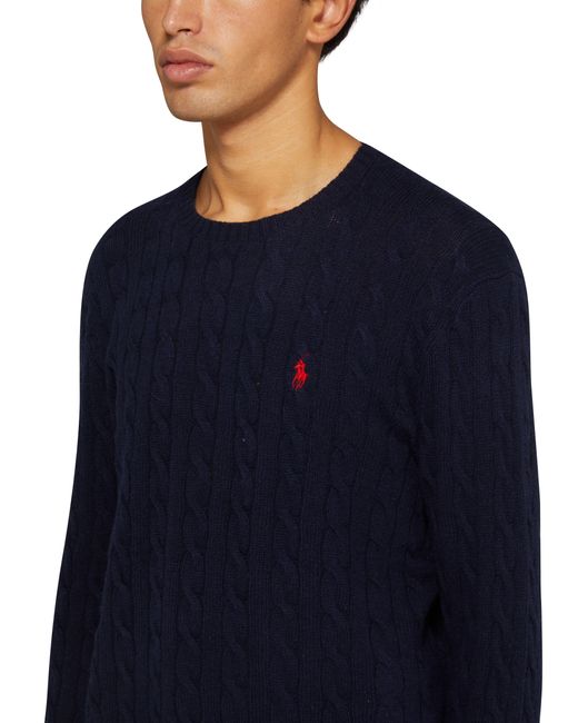 Polo Ralph Lauren Blue Round-neck Cable Knit Sweater for men