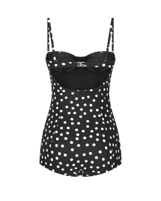 Dolce & Gabbana Black Badeanzug mit Polka Dots