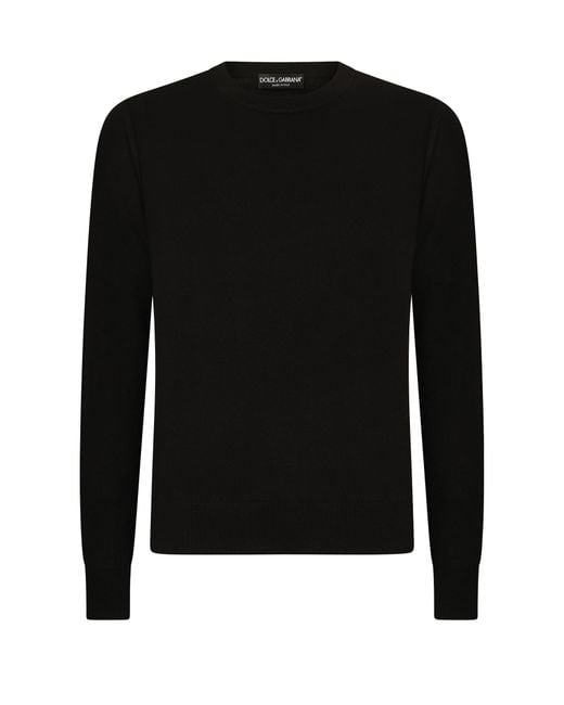 Dolce & Gabbana Blue Cashmere Round-Neck Sweater for men