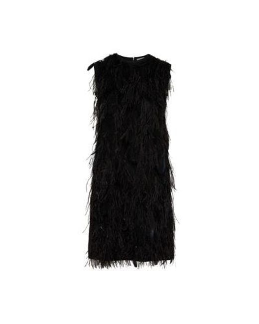 Max Mara Black Seggio Dress With Feathers