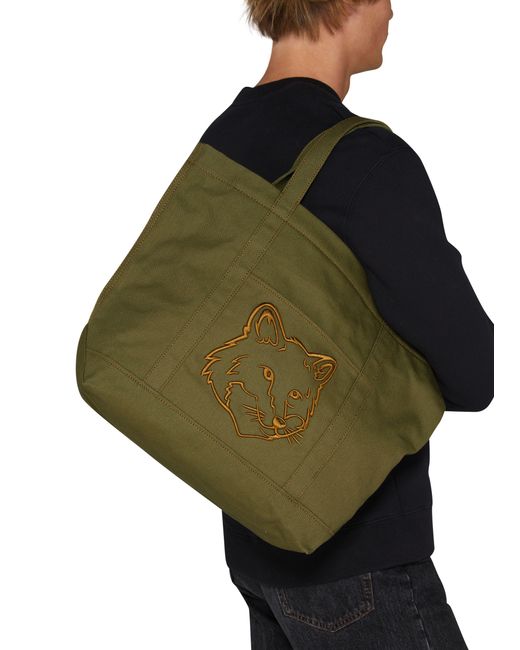 Maison Kitsuné Green Fox Head Tote Bag for men