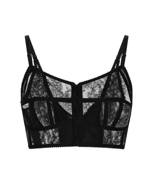 Dolce & Gabbana Black Lace Lingerie Bustier With Straps