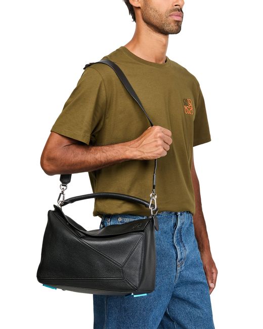 Loewe Black Puzzle Large Grained Calfskin Bag for men