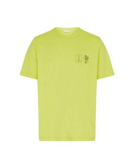 Moncler Yellow Short-Sleeve T-Shirt With Logo for men