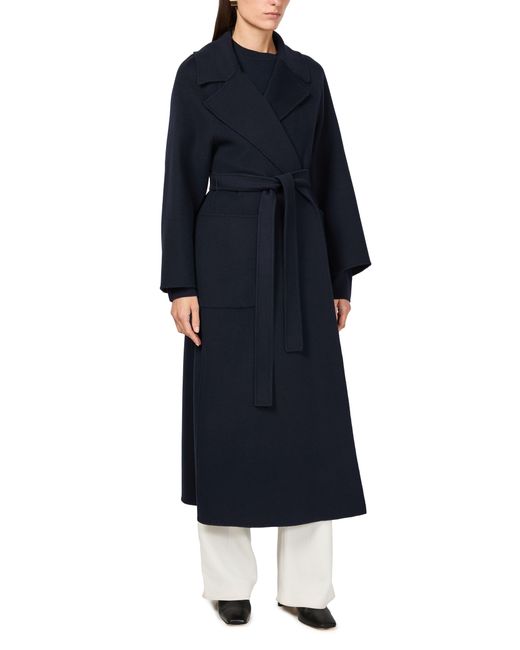 Max Mara Blue Doris Long Belted Coat