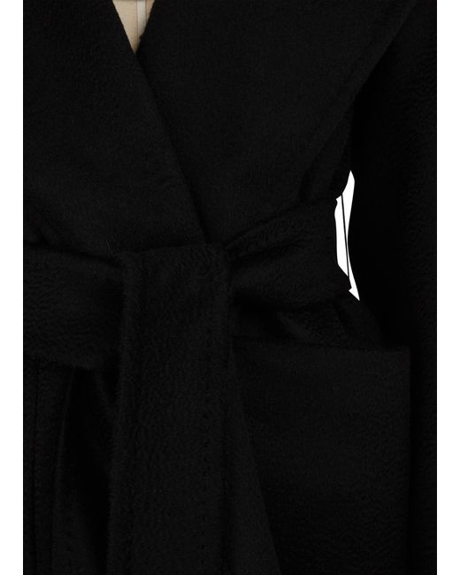 Max Mara Ladies Black Rialto Hooded Camel Coat