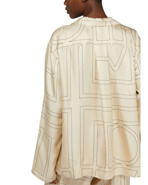 Totême  Natural Monogram Pyjama Silk Shirt