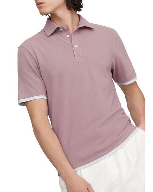 Brunello Cucinelli Purple Polo Shirt With Superimposed Effect for men
