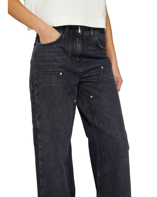 Givenchy Blue Wide-leg Jeans With Patches