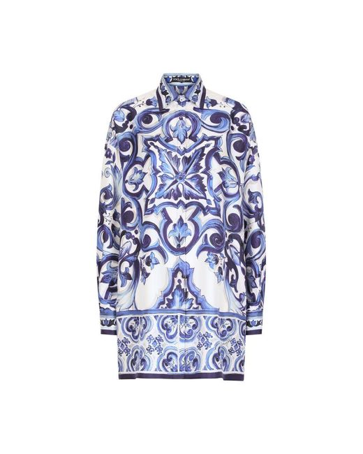 Dolce & Gabbana Blue Silk Twill Shirt