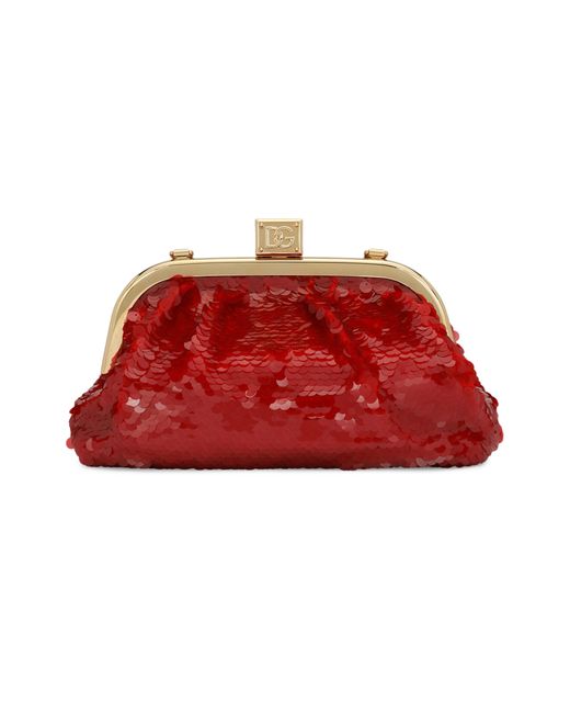 Dolce & Gabbana Red Maria Sequin-embellished Clutch Bag