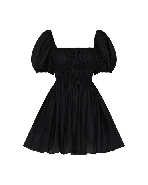 Matteau Black Shirred Mini Dress Short-sleeved