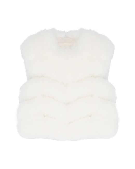 Yves Salomon White Short Fox Fur Gilet