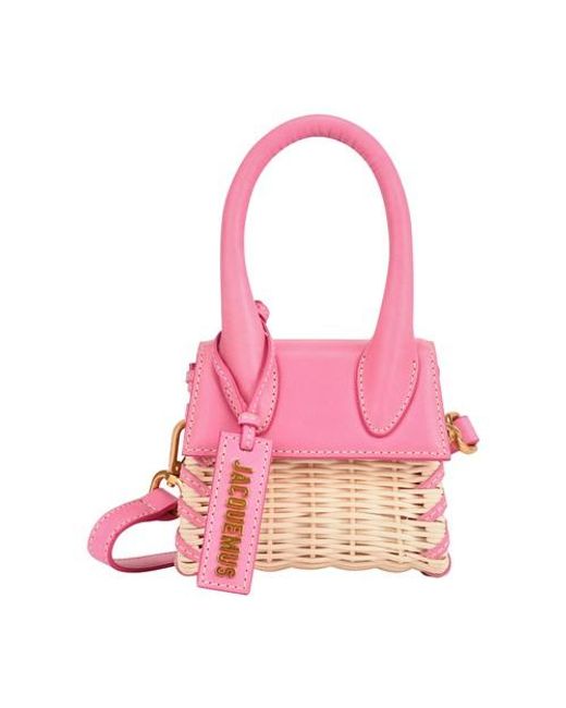 Jacquemus Pink Le Chiquito Leather-trimmed Wicker Tote