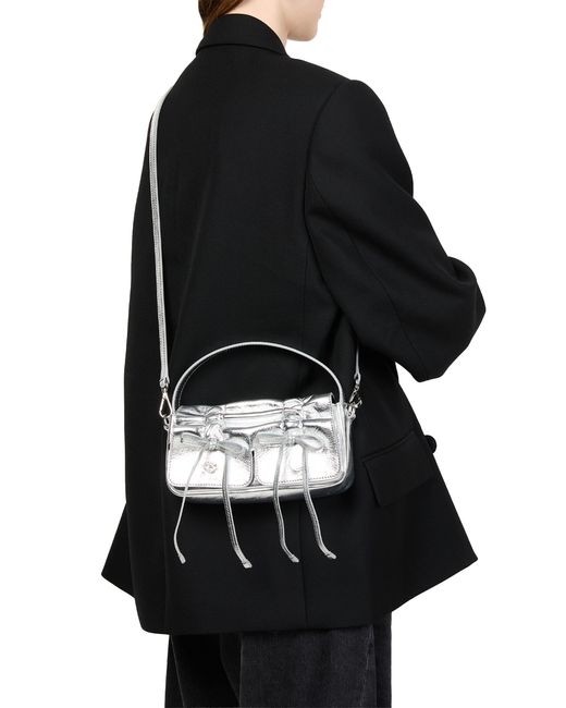 Acne White Multipocket Micro Bag Lux Metallic