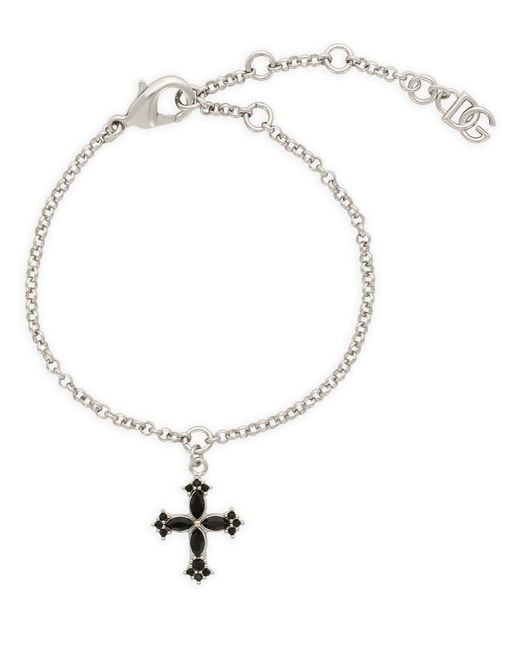 Bracelet à maillons fins avec breloques en forme de croix Dolce & Gabbana en coloris Metallic