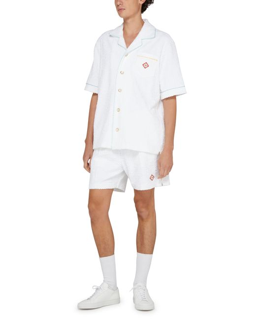 Casablancabrand White Monogram Towelling Shorts for men